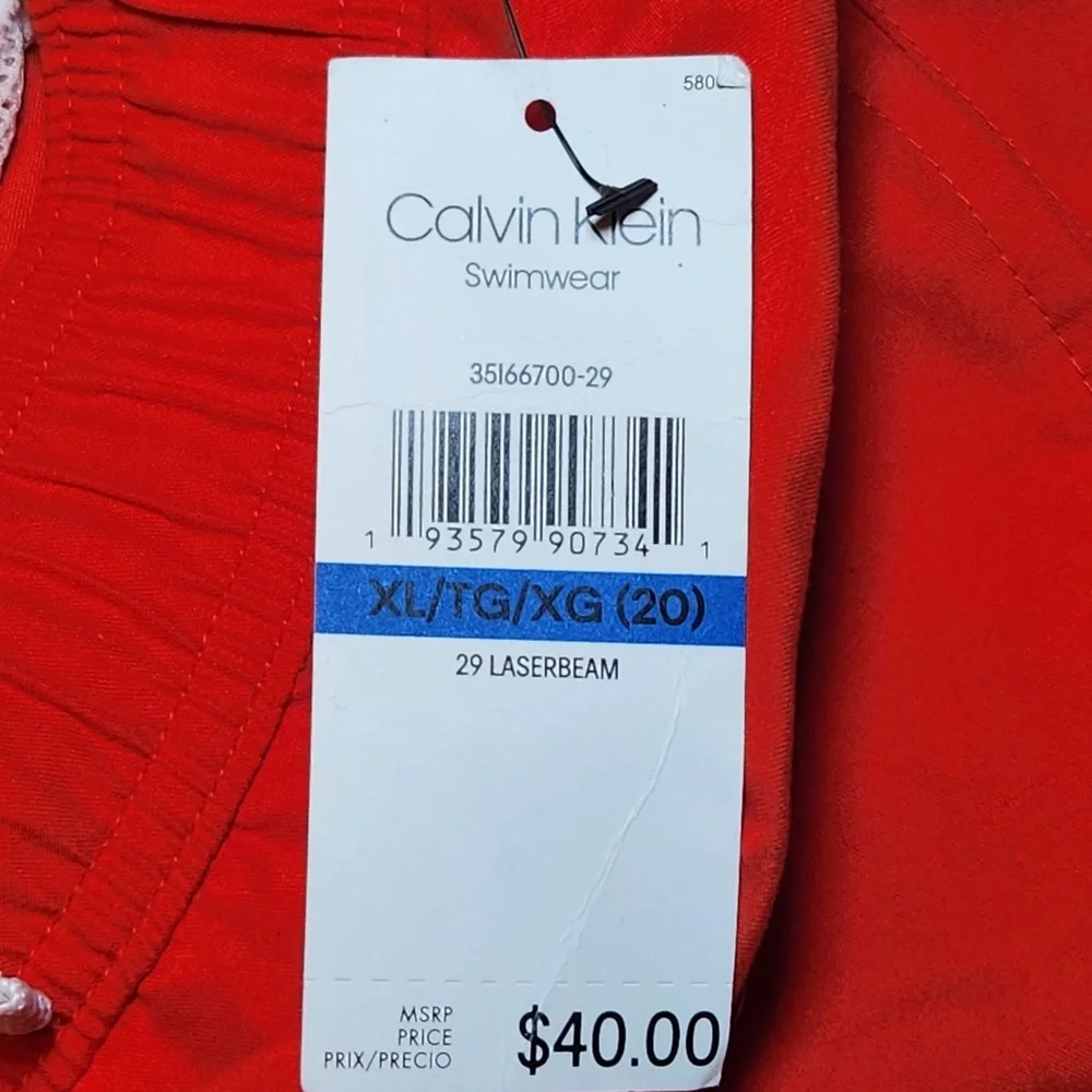 NWT Calvin Klein Boys Vibrant Orange Swim Trunks Bright‎ Summer Vacation Resort